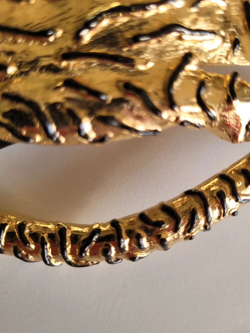 VTG Mimi Di 1987  Leopard Belt Buckle Black Gold Lux Animal  Removable Belt Leat